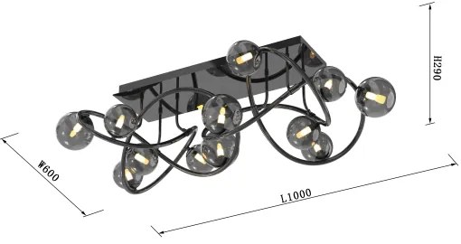 Lustră LED aplicată NANCY Wofi 9014-1205 12xG9/3,5W/230V negru/crom