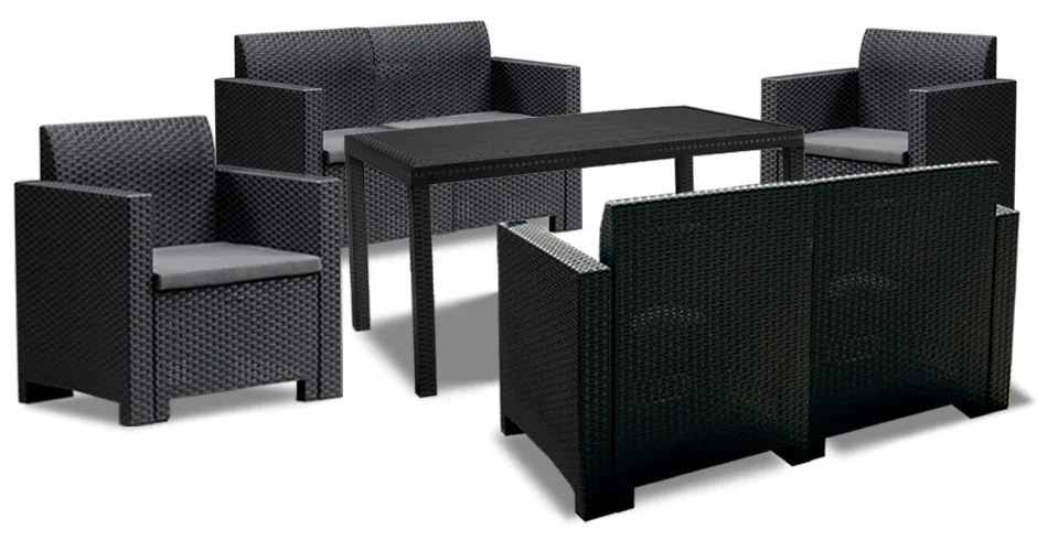 Set mobilier de grădină Nero IV Big cu 6 locuri, grafit