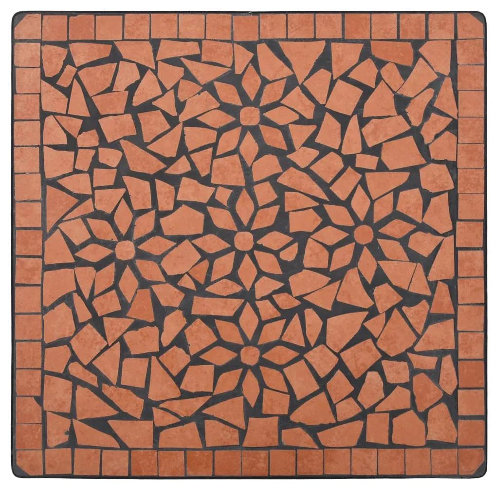 Set de bistro mozaic, 3 piese, caramiziu, placa ceramica Terracota, Patrat, 3