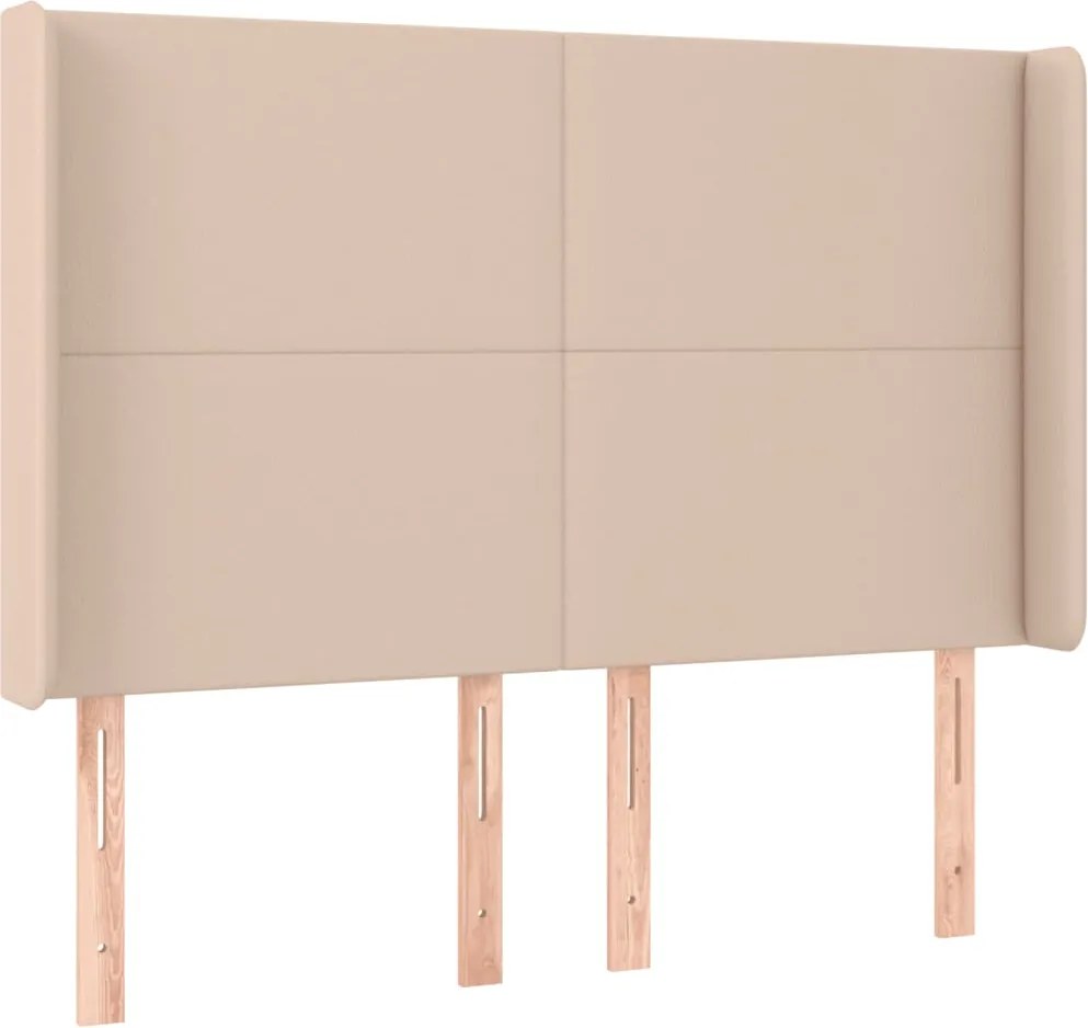 vidaXL Tăblie pat cu aripioare cappuccino 147x16x118/128 cm piele eco