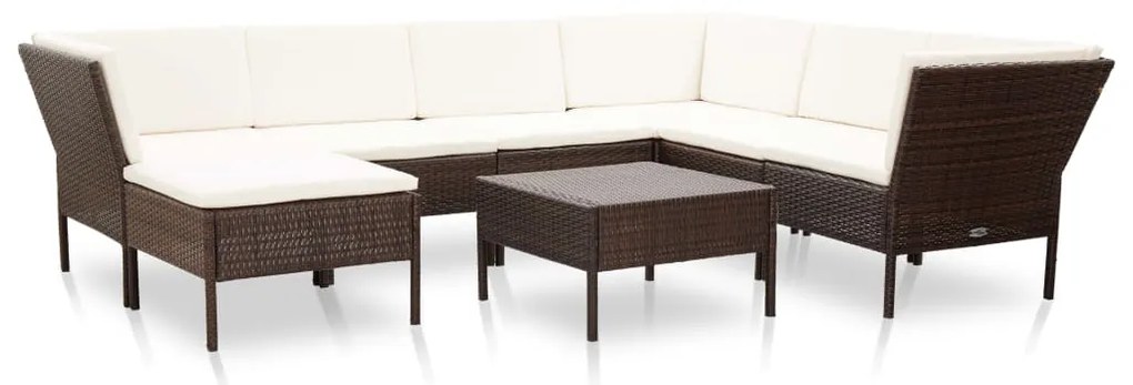 48951 vidaXL Set mobilier de grădină cu perne, 8 piese, maro, poliratan