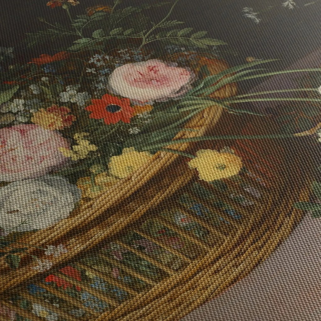 Tablou - Jan Brueghel the Elder, Flowers in a Basket and a Vase, reproducere (120x50 cm)