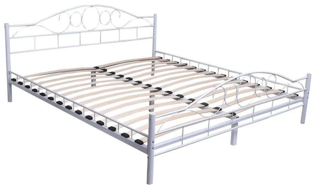 Cadru pat metalic Mimi cu grilaj cadou-alb-160x200cm