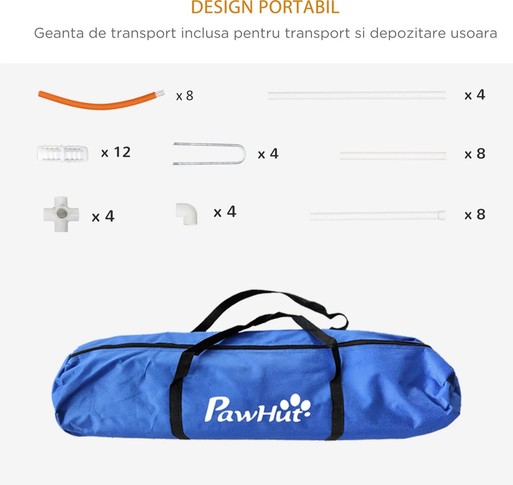 PawHut Kit de Antrenament cu Obstacole pentru Animale de Companie, Set Echipament de Agilitate pentru Câini, 89x69x99 cm, Portoccaliu | Aosom Romania