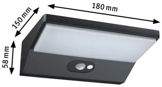 Aplică de exterior cu senzor LED/7,4W IP44 HOUSE 230V Paulmann 94333