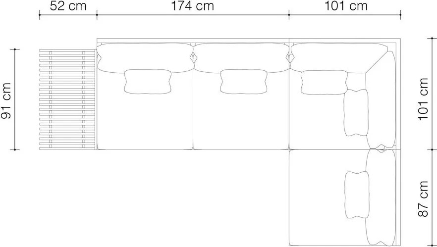 Canapea pe colt pentru exterior design elegant LUX Royal Palm, sunbrella