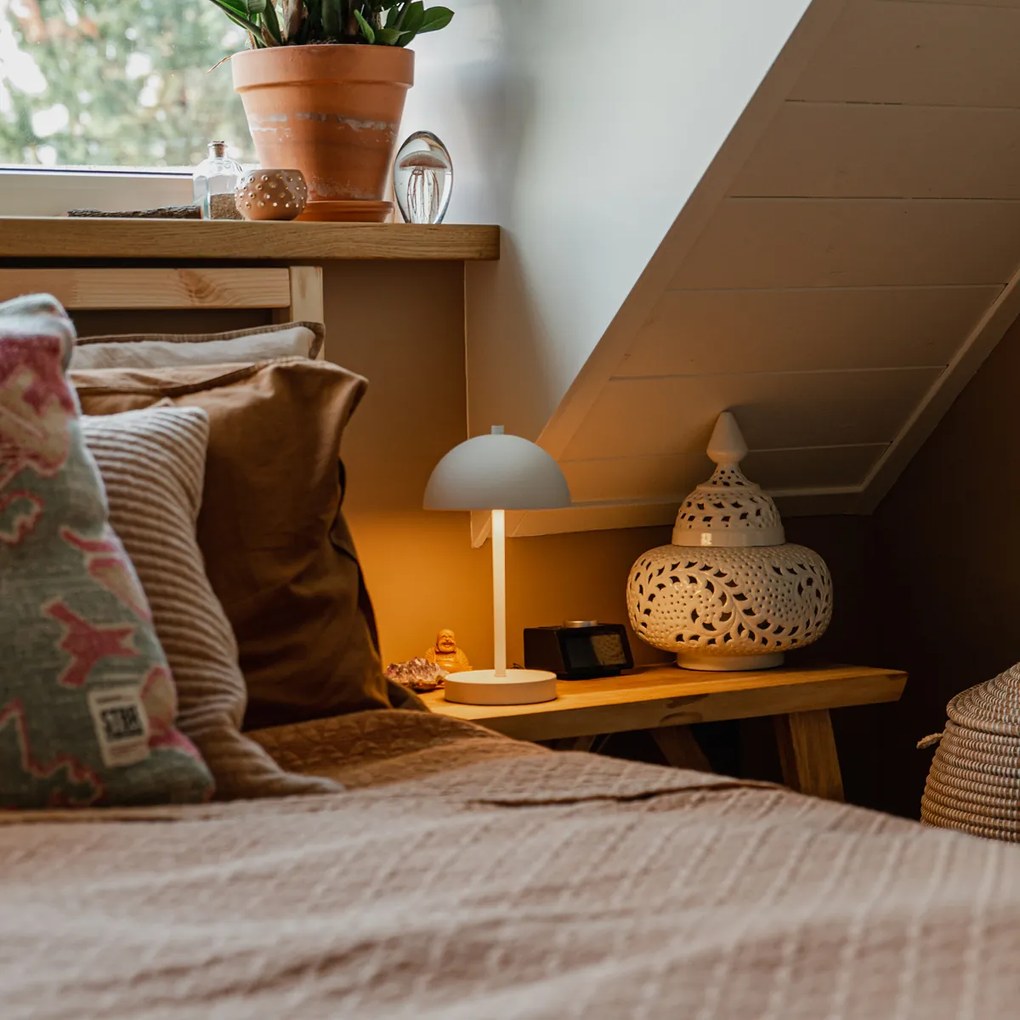 Set de 2 lămpi de masă de exterior albe reîncărcabile, inclusiv LED, cu 3 trepte de intensitate luminoasă - Keira