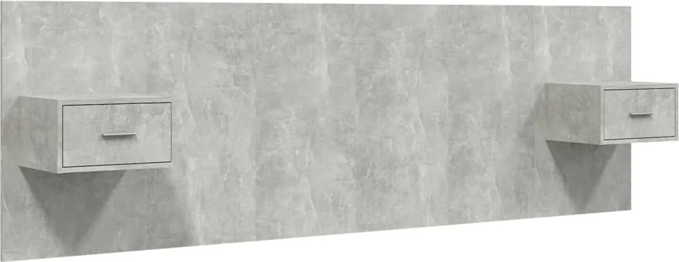 vidaXL Tăblie de pat cu dulapuri, gri beton, lemn prelucrat