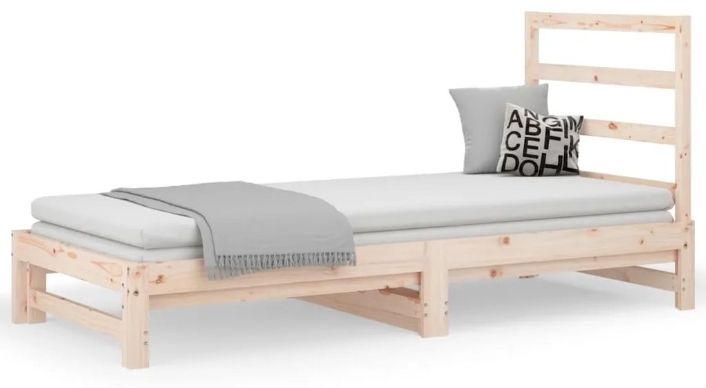 3108312 vidaXL Pat de zi extensibil, 2x(90x190) cm, lemn masiv de pin