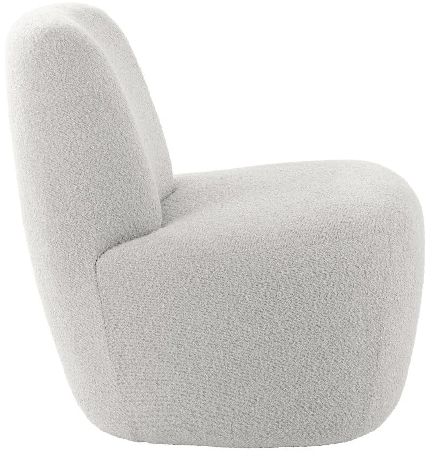 Fotoliu alb cu tapițerie din țesătură bouclé Ada – Leitmotiv