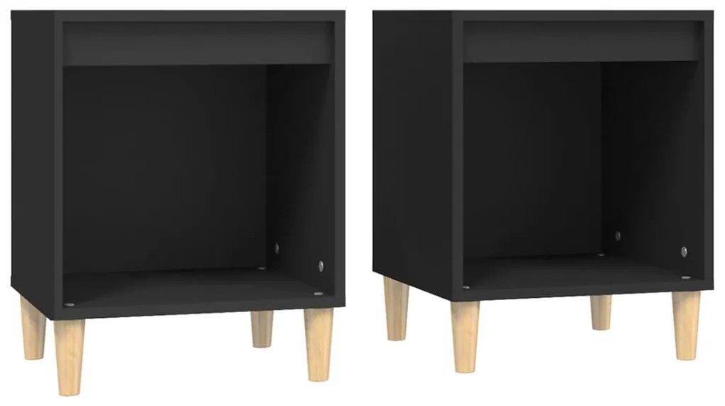vidaXL Noptiere, 2 buc., negru, 40x35x50 cm