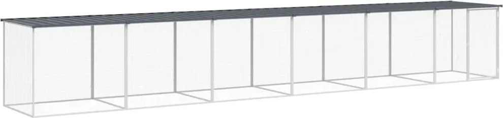 vidaXL Coteț pui cu acoperiș, antracit, 603x98x90 cm, oțel galvanizat