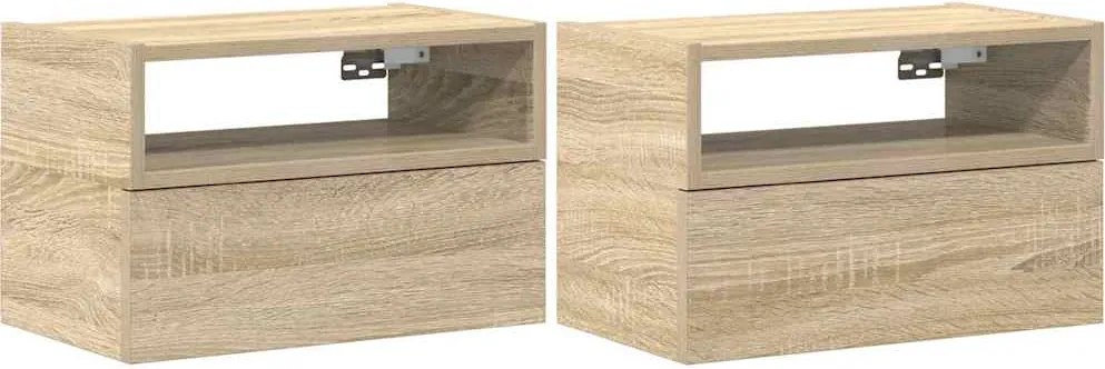 vidaXL Noptiere de perete, 2 buc., stejar sonoma, 45x26x28,5 cm