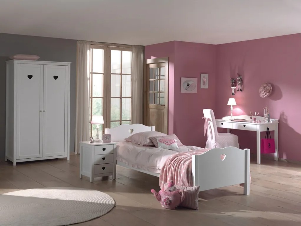 Set Mobilier Cameră Copii AMORI, 4 Piese, Alb, Stil Romantic – Vipack