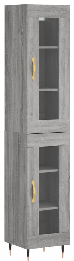 3199415 vidaXL Dulap înalt, gri sonoma, 34,5x34x180 cm, lemn prelucrat