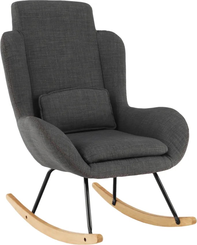 Fotoliu balansoar, material textil gri/lemn, HARPER