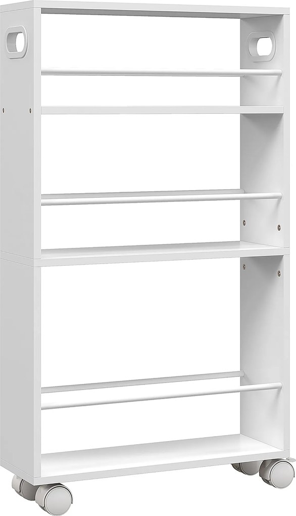 HOMCOM Cărucior de Bucătărie cu 3 Nivele, Bare Laterale, 4 Roți și 2 Frâne, 45x15x80 cm, Alb | Aosom Romania