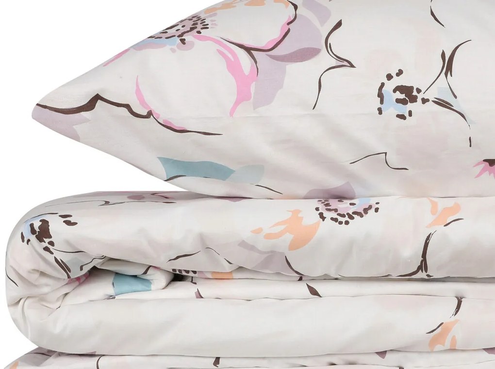 Lenjerie de pat pentru o persoana (FR), L'essentiel Maison, Ela, Alb / Roz / Mov / Turcoaz / Portocaliu