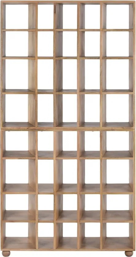 Etajeră din lemn de mango, maro, cu 7 rafturi, finisaj natural, 195 x 100 x 35 cm, „Domfront”