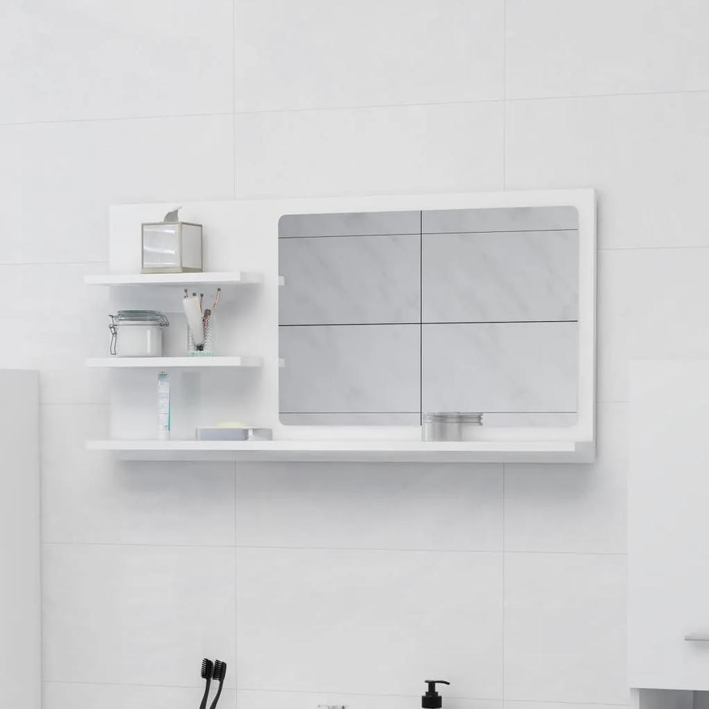 Oglinda de baie, alb extralucios , 90 x 10,5 x 45 cm, PAL