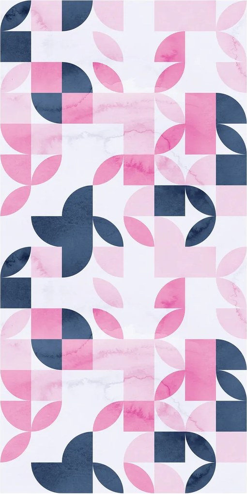 Tapet - Model geometric retro în tonuri de roz