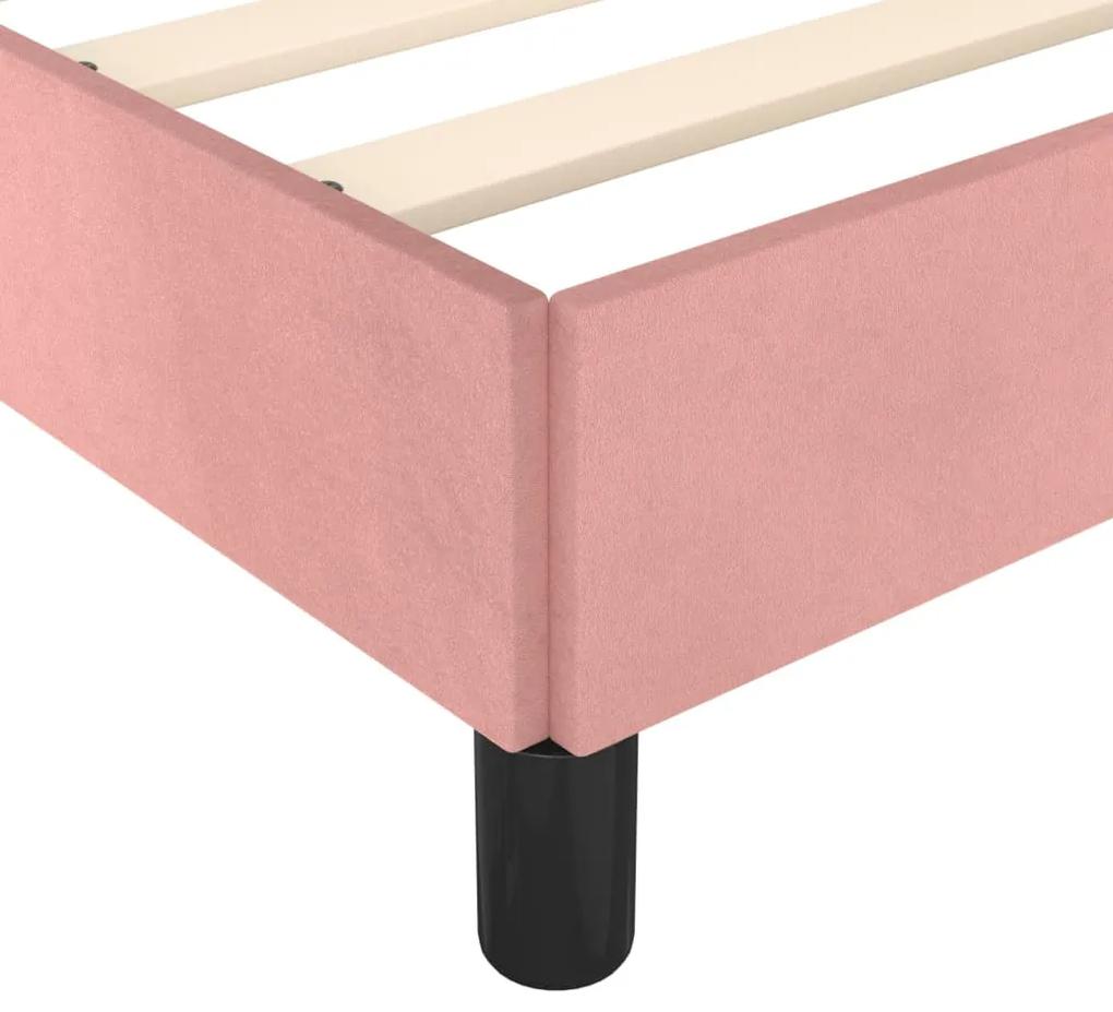 Cadru de pat cu tablie, roz, 90x190 cm, catifea Roz, 90 x 190 cm, Benzi verticale