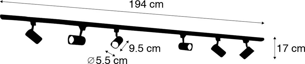 Sistem de iluminat cu șine inteligente cu 6 spoturi albe monofazate 200 cm - Iconic Jeana