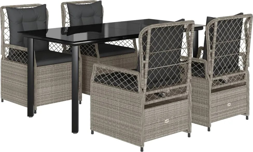 vidaXL Set mobilier de grădină cu perne, 5 piese gri deschis poliratan