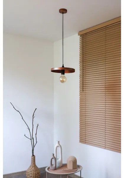 Duolla - Pendul cu cablu IRONLINE, 1 x soclu E27, max. 15 W, 230 V, Ø 30 cm, cupru/negru