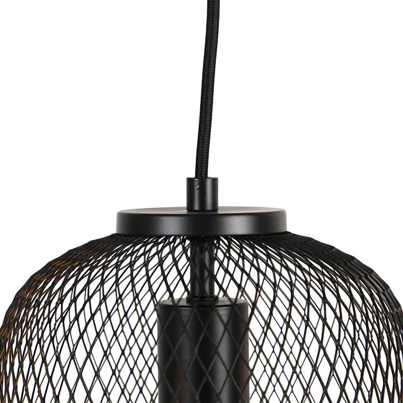 Lampă suspendată industrială neagră 110 cm 3 lumini - Bliss Mesh