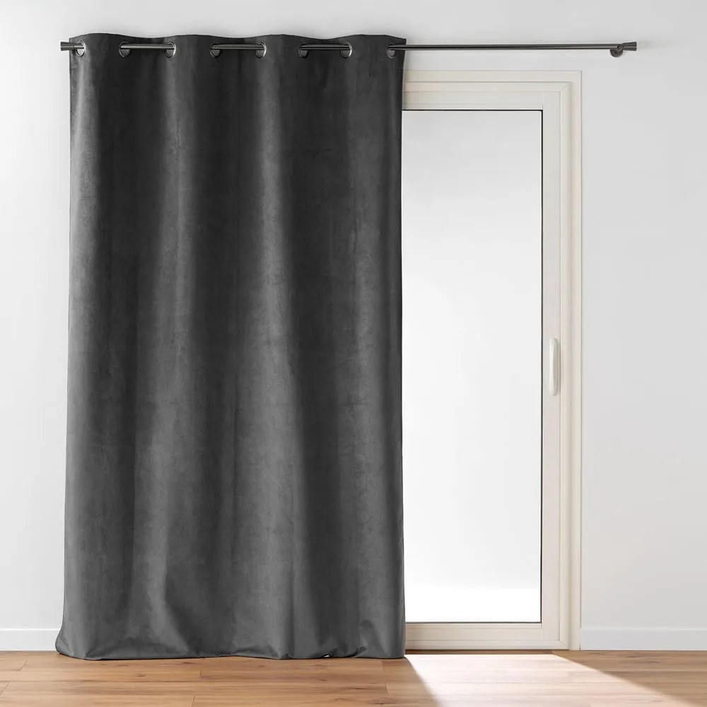 Draperie gri antracit din catifea 140x260 cm Olympe – douceur d'intérieur