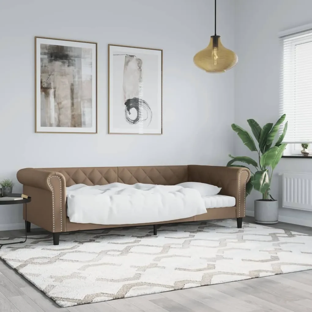 354229 vidaXL Cadru de pat, cappuccino, 90x200 cm, piele ecologică