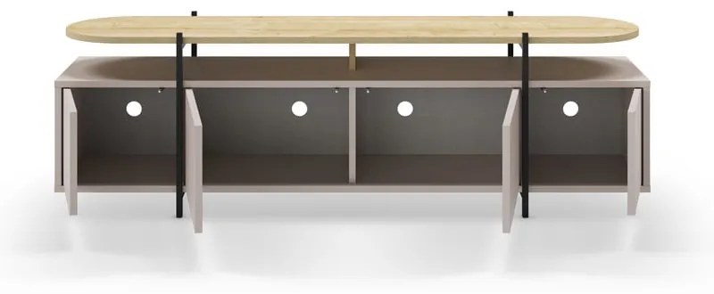 Masă TV gri/bej cu aspect de lemn de stejar 160x48 cm Hinoa – Marckeric