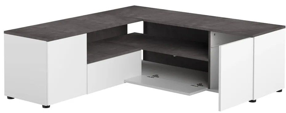 Comodă TV alb-gri cu aspect de beton 130x46 cm Angle – TemaHome