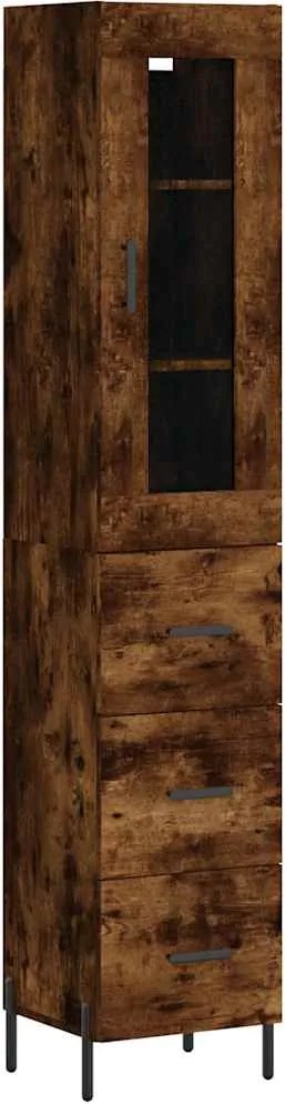 vidaXL Dulap înalt, stejar fumuriu, 34,5x34x180 cm, lemn prelucrat