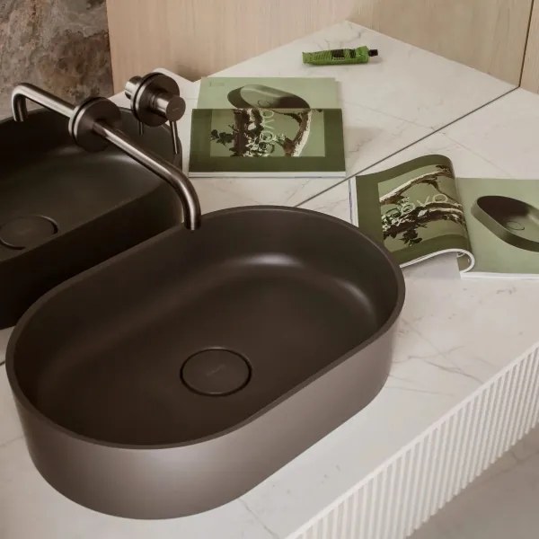 OMNIRES OVOUNAG - Lavoar pe blat OVO 55x36 cm dolomit gri cenușiu mat