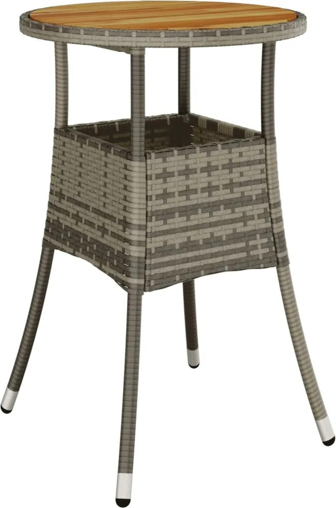 vidaXL Masă de grădină, gri, Ø60x75cm, lemn de acacia/poliratan