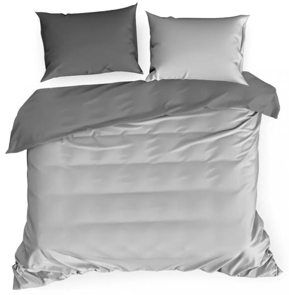 Lenjerie de pat dublă gri din satin de bumbac de înaltă calitate 3 părți: 1buc 160 cmx200 + 2buc 70 cmx80