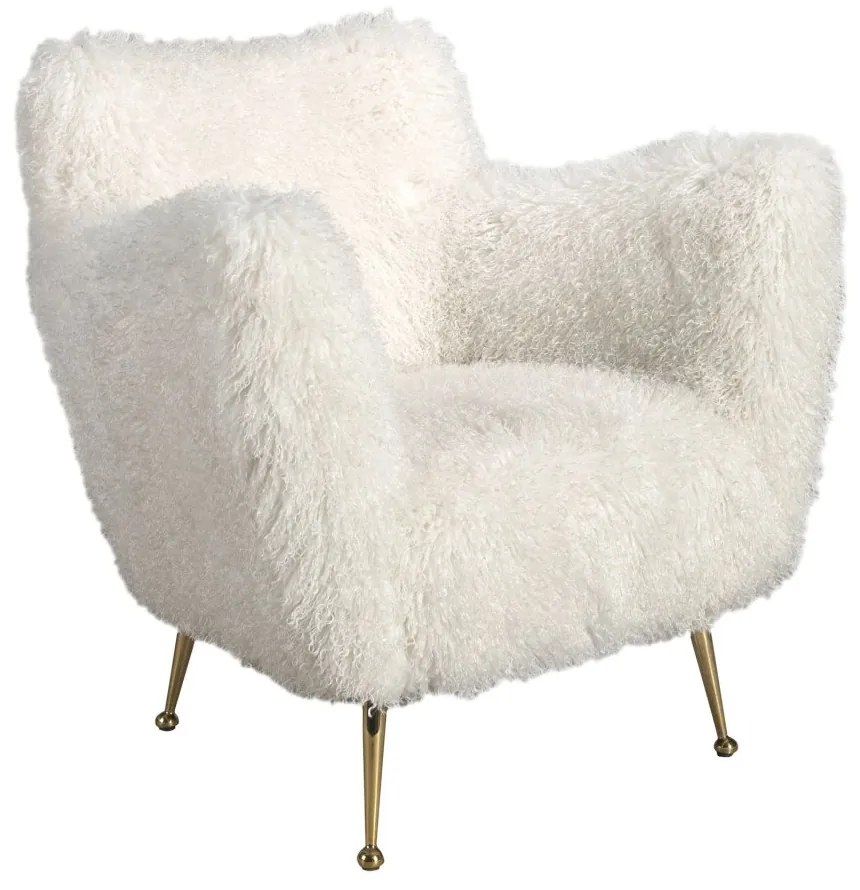 Fotoliu modern design LUX, Tapiterie Fir Lung Alb, Armchair