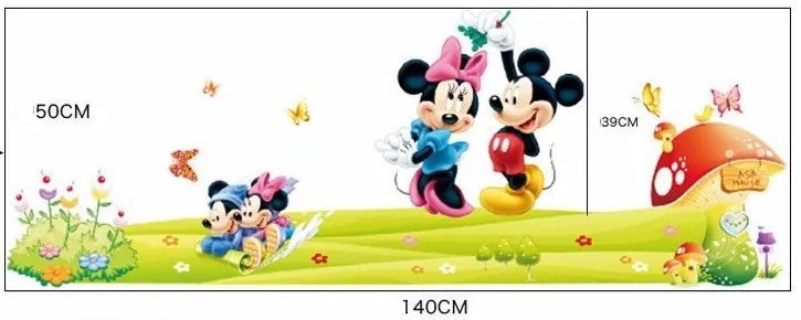 Autocolant de perete "Mickey și Minnie XXL" 140x50 cm