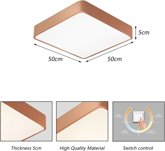Brilagi - Plafonieră LED POOL SQUARE LED/48W/230V 3000/4000/6000K 50x50 cm bronzată