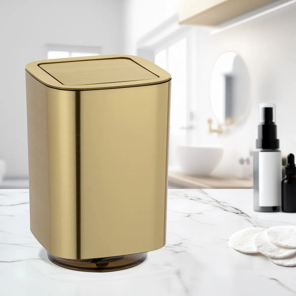 Wenko Coș de gunoi cu capac basculant Auron 5,5 l, auriu