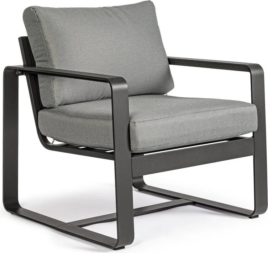 Fotoliu de grădină gri din metal Merrigan – Bizzotto