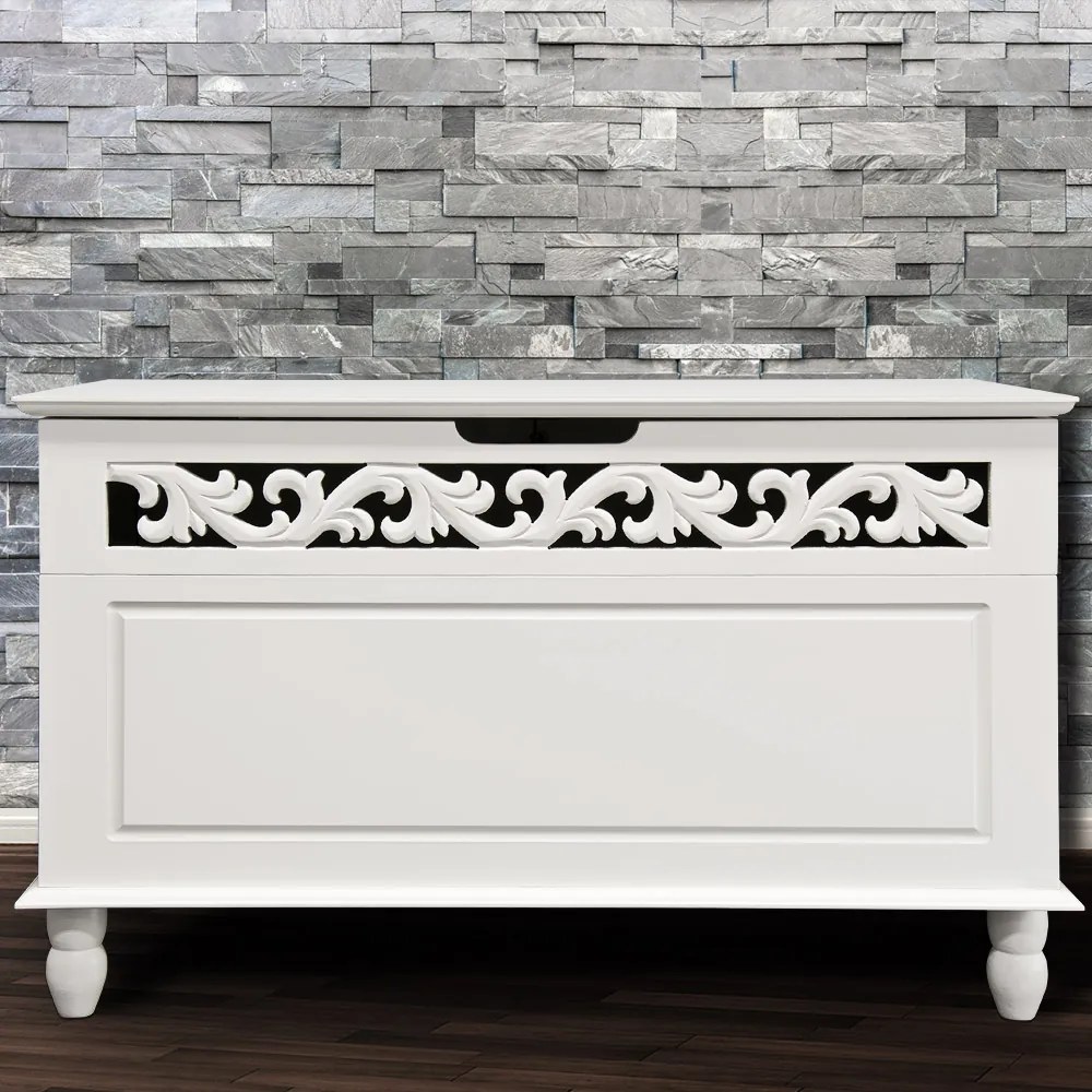 Ladă din lemn JERSEY, 80x40x48cm, alb Casaria