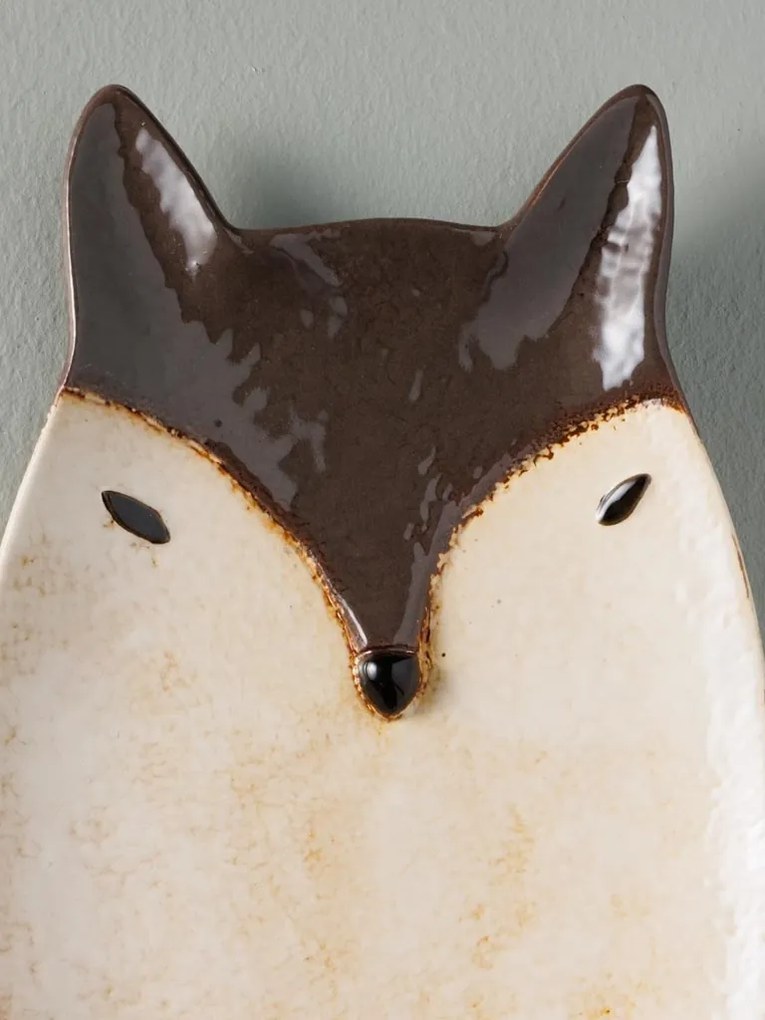 Farfurie din ceramica, maro, in forma de vulpe, Fox