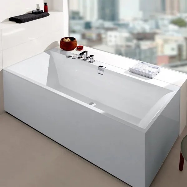 Cada dreptunghiulara Villeroy & Boch, Squaro Edge, pentru inzidire, 190 x 90 cm, alb alpin