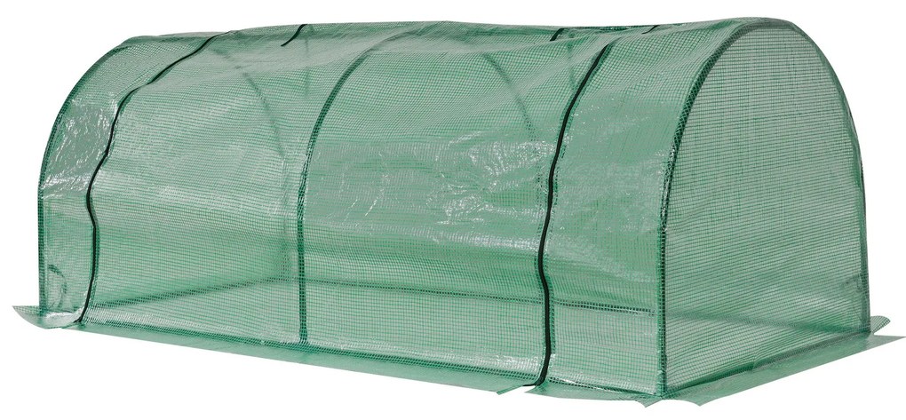 Outsunny Seră de grădină mini seră seră de roșii 2 x 1 x 0,8 m ușă cu fermoar folie PE cadru oțel verde | Aosom Romania