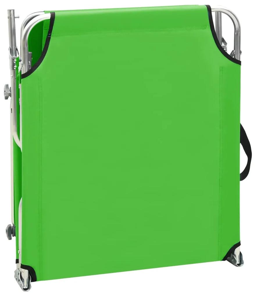 Sezlong pliabil cu copertina, verde, aluminiu 1, Verde