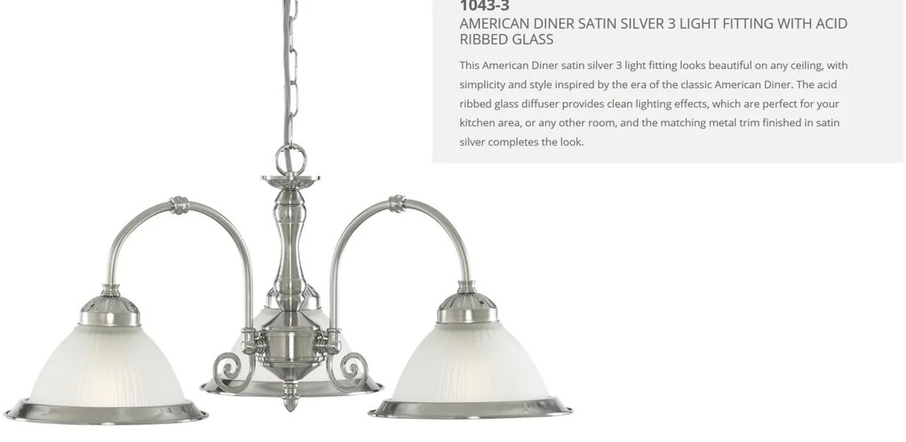 Lustra suspendata stil clasic American Diner 3L argintiu 1043-3 SRT