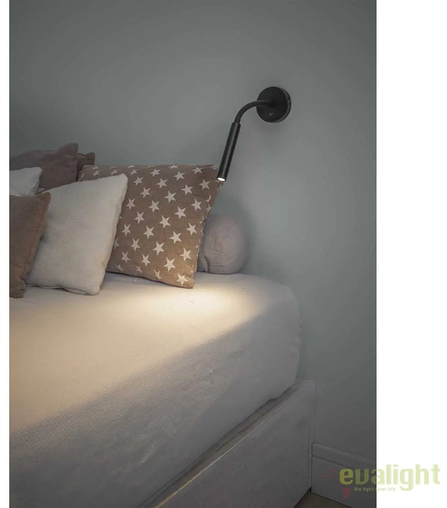 Aplica cu reader LED stil modern minimalist KALE neagra 62703